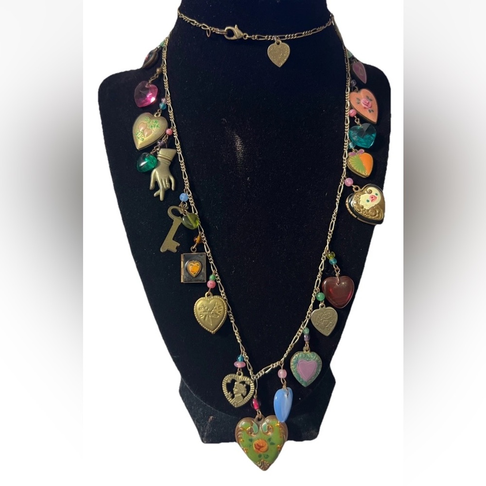 Lucy Isaacs Charm Necklace Enamel Hearts Key Cupid Love